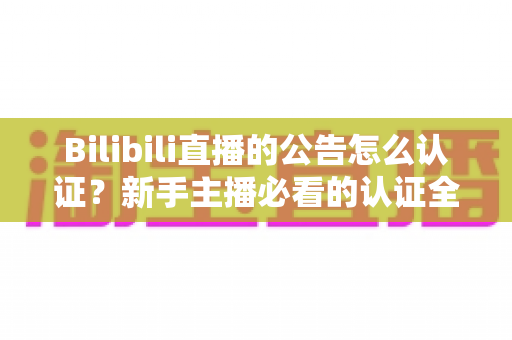 Bilibili直播的公告怎么认证？新手主播必看的认证全流程与实战攻略