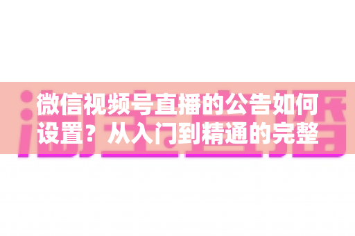 微信视频号直播的公告如何设置？从入门到精通的完整操作指南与实战技巧