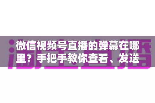 微信视频号直播的弹幕在哪里？手把手教你查看、发送与管理弹幕的完整指南