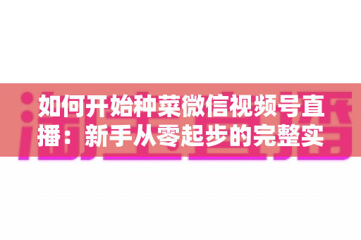 如何开始种菜微信视频号直播:新手从零起步的完整实战指南 如何开始种菜微信视频号直播:新手从零起步的完整实战指南